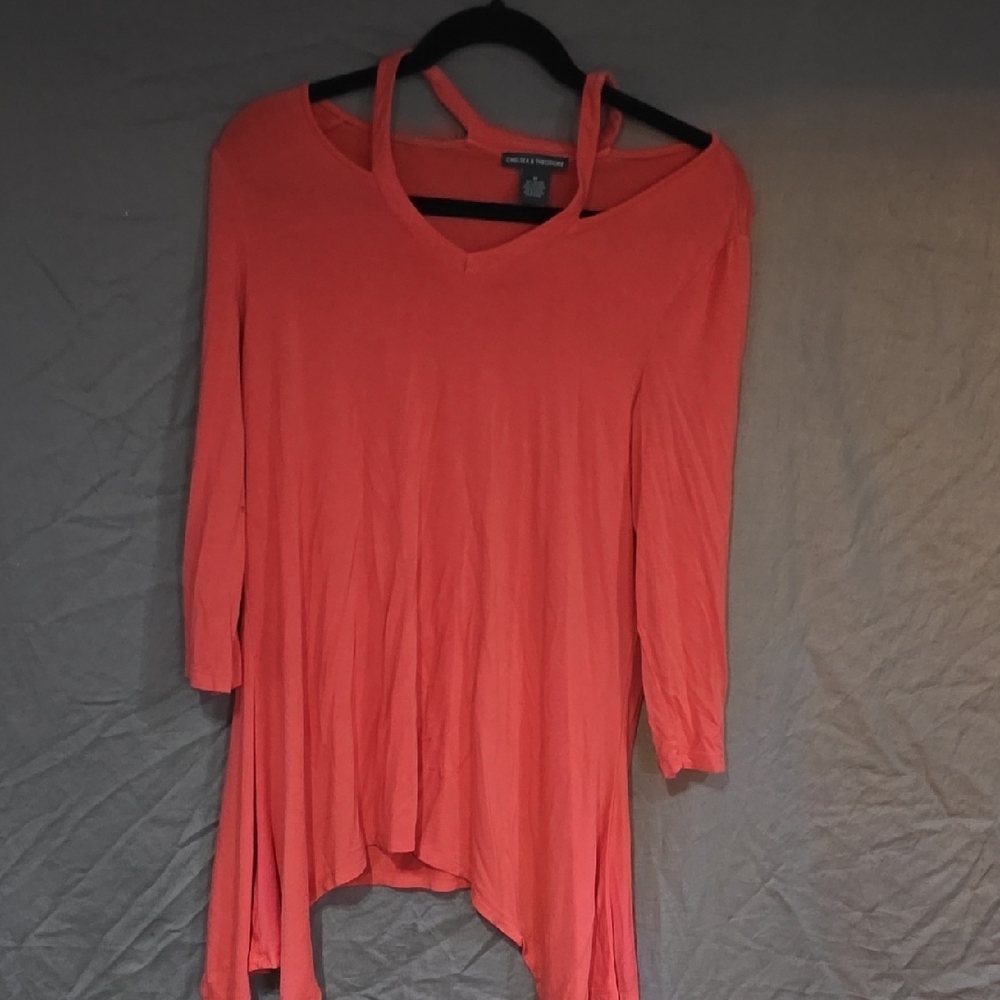 Chelsea & Theodore Pink Asymmetrical Tunic 3/4 Sleeve